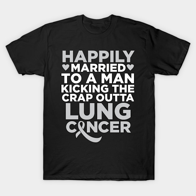 Husband Fighting Lung Cancer | Wife Support T-Shirt by jomadado